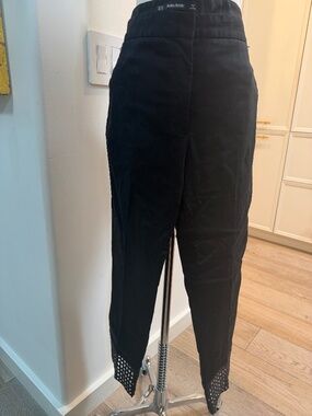 Zara black cotton blend eyelet hem detail pant Size XXL
